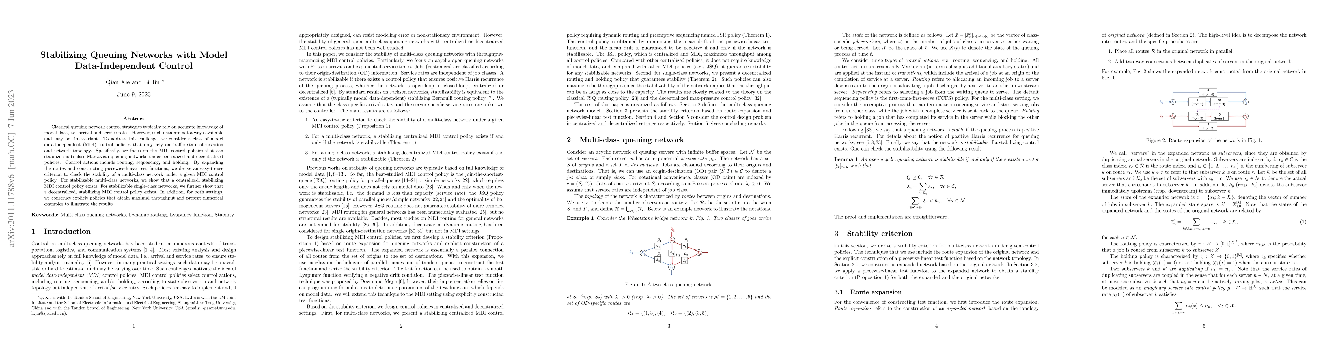 Thumbnail for Stabilizing Queuing Networks with Model Data-Independent Control