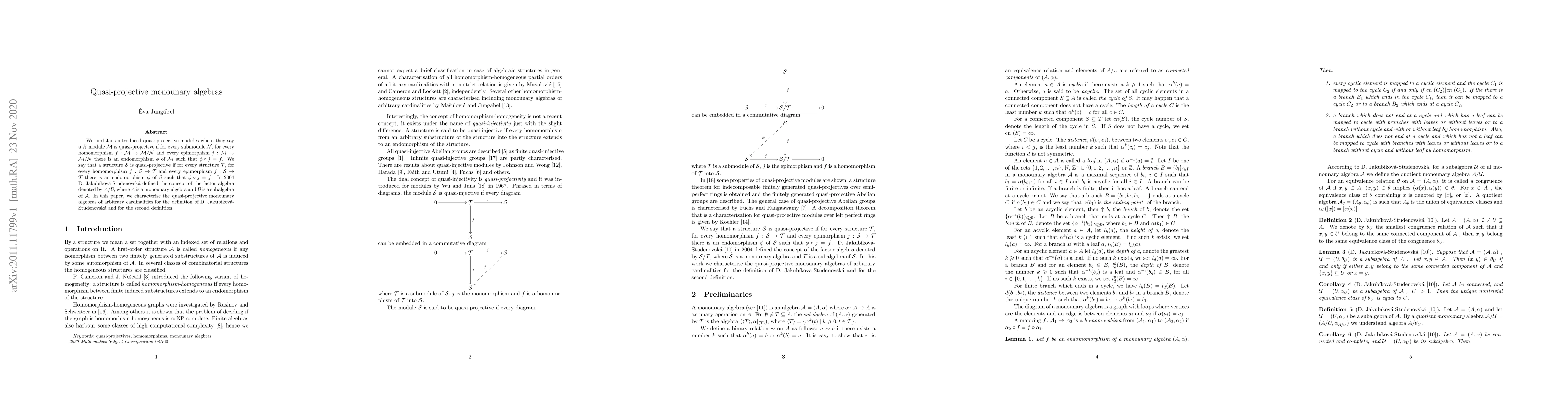 Thumbnail for Quasi-projective monounary algebras