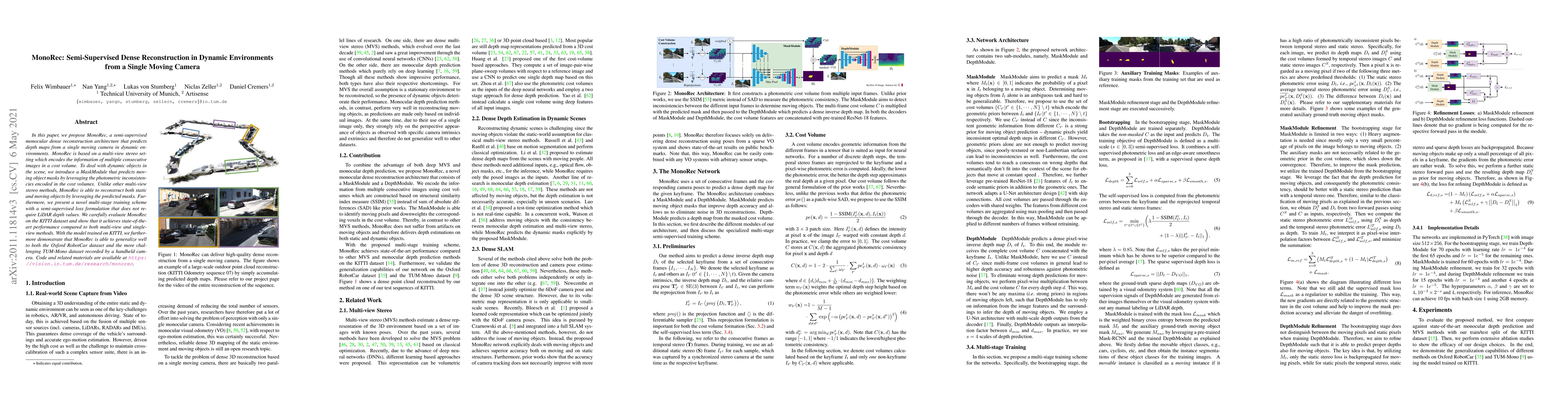 Thumbnail for MonoRec: Semi-Supervised Dense Reconstruction in Dynamic Environments
  from a Single Moving Camera