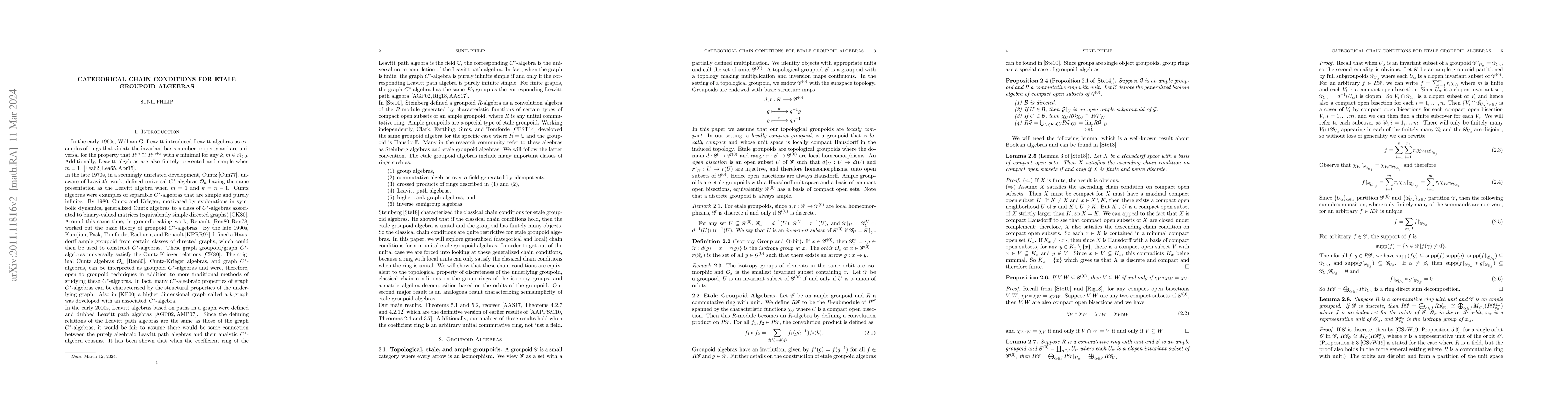 Thumbnail for Chain Conditions for Etale Groupoid Algebras