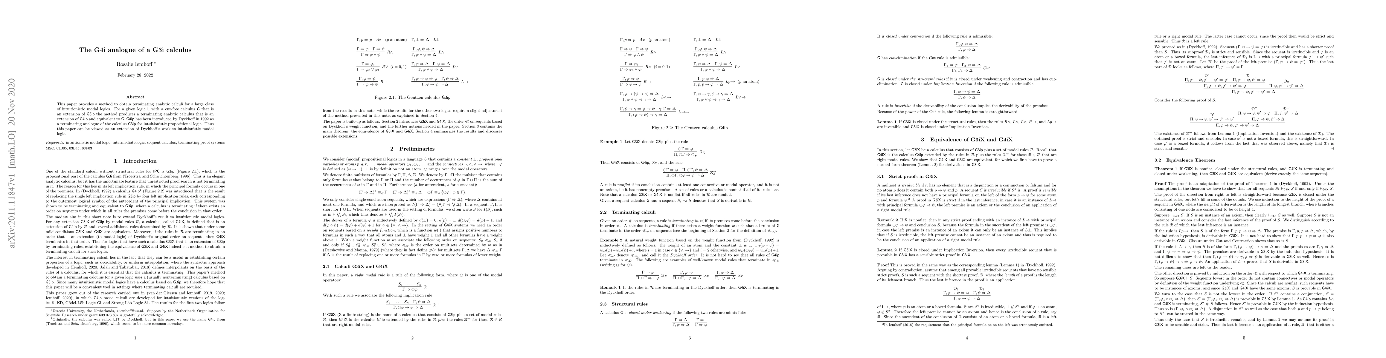 Thumbnail for The G4i analogue of a G3i calculus