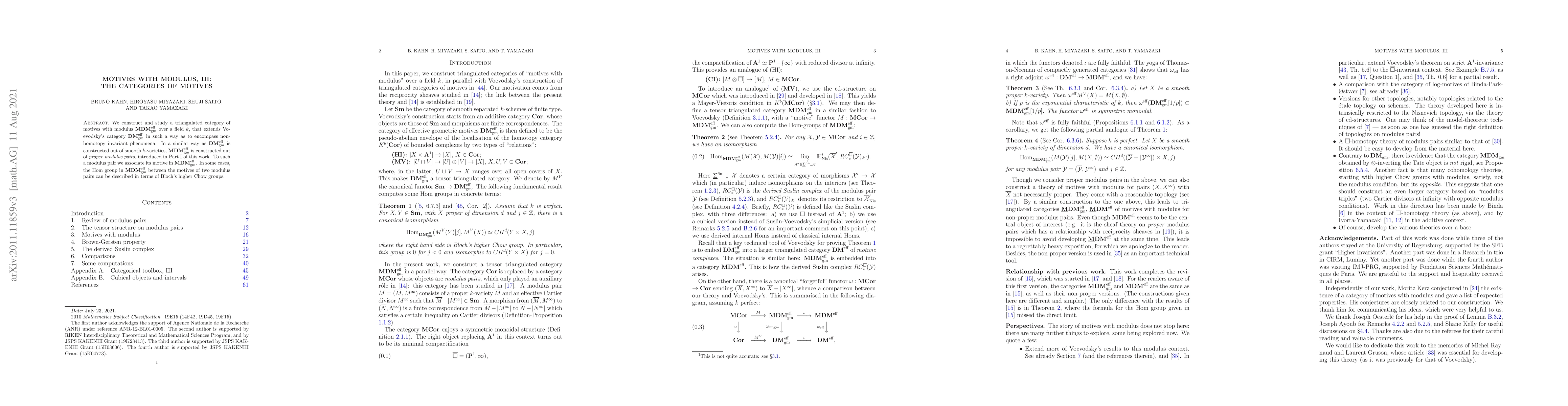 Thumbnail for Motives with modulus, III: The categories of motives