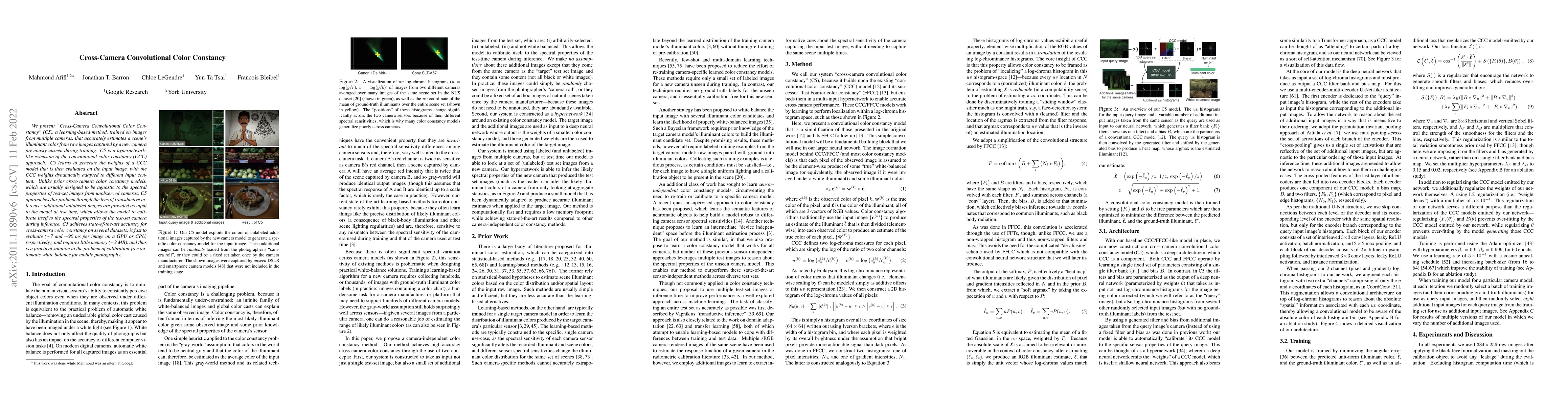 Thumbnail for Cross-Camera Convolutional Color Constancy