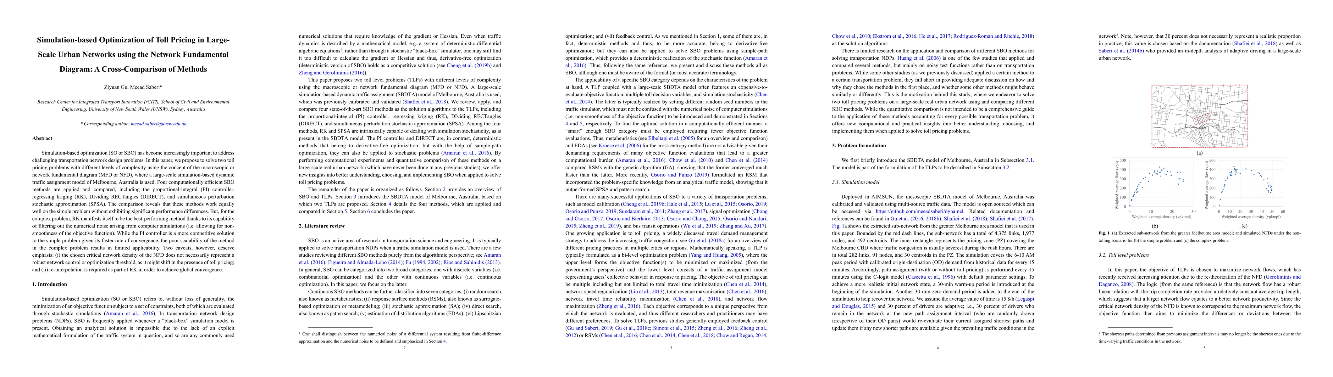 Thumbnail for Simulation-based Optimization of Toll Pricing in Large-Scale Urban
  Networks using the Network Fundamental Diagram: A Cross-Comparison of Methods