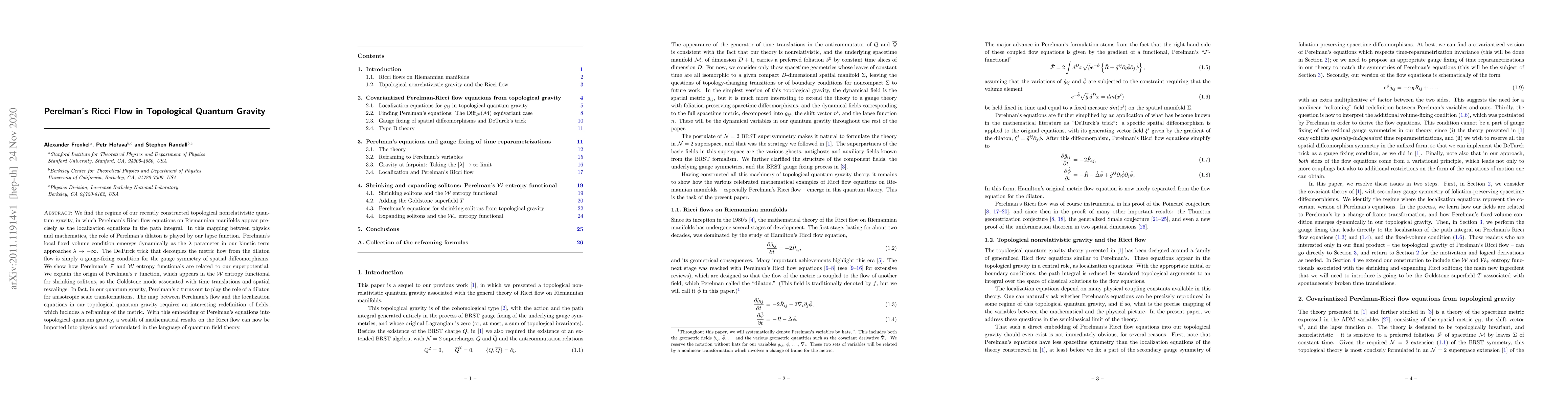 Thumbnail for Perelman's Ricci Flow in Topological Quantum Gravity
