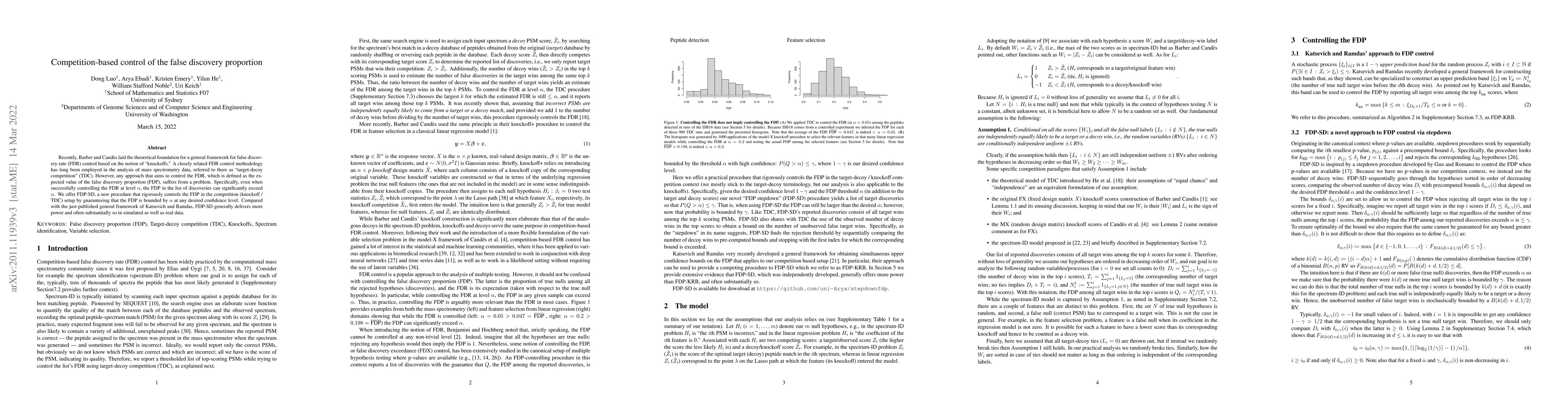 Thumbnail for Competition-based control of the false discovery proportion