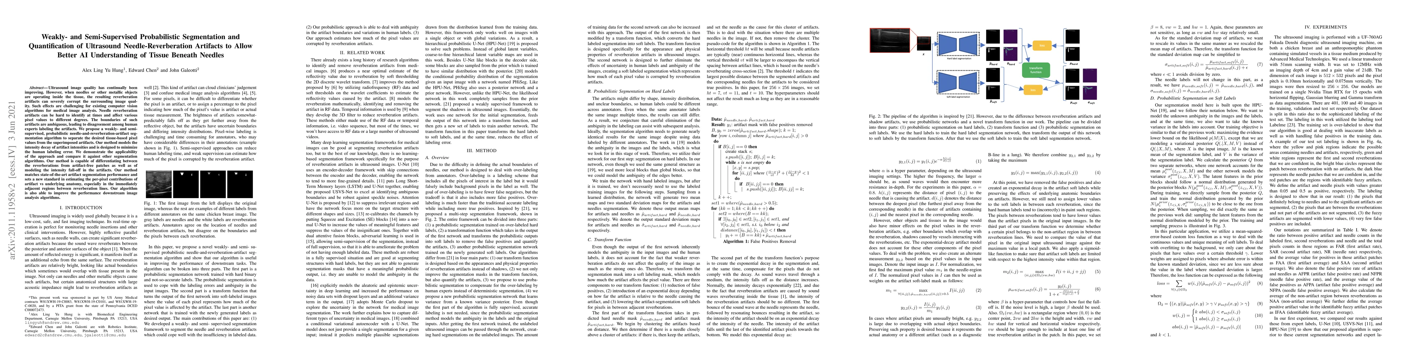Thumbnail for Weakly- and Semi-Supervised Probabilistic Segmentation and
  Quantification of Ultrasound Needle-Reverberation Artifacts to Allow Better
  AI Understanding of Tissue Beneath Needles