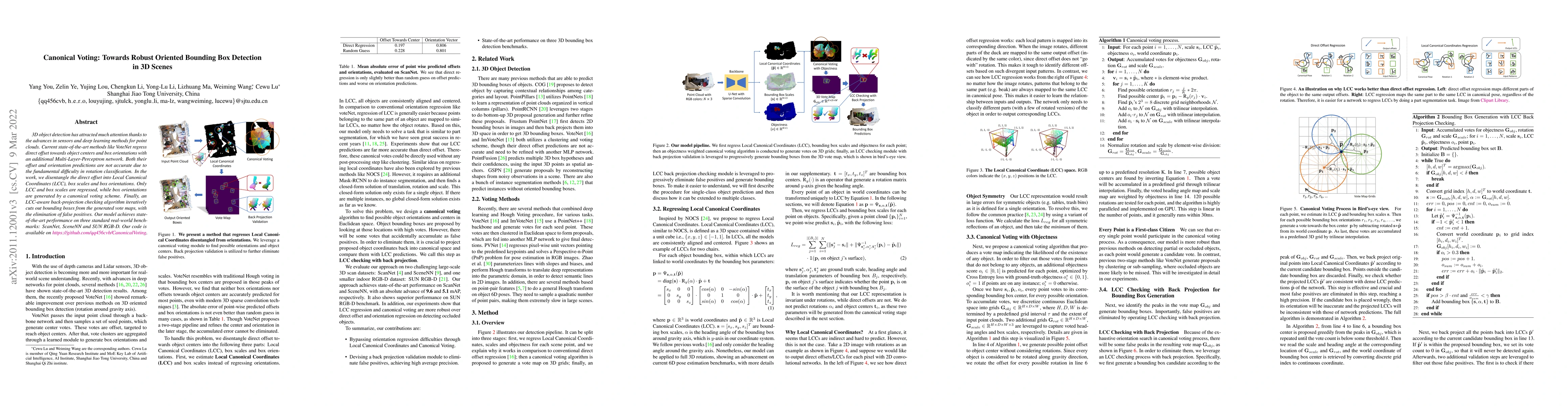 Thumbnail for Canonical Voting: Towards Robust Oriented Bounding Box Detection in 3D
  Scenes