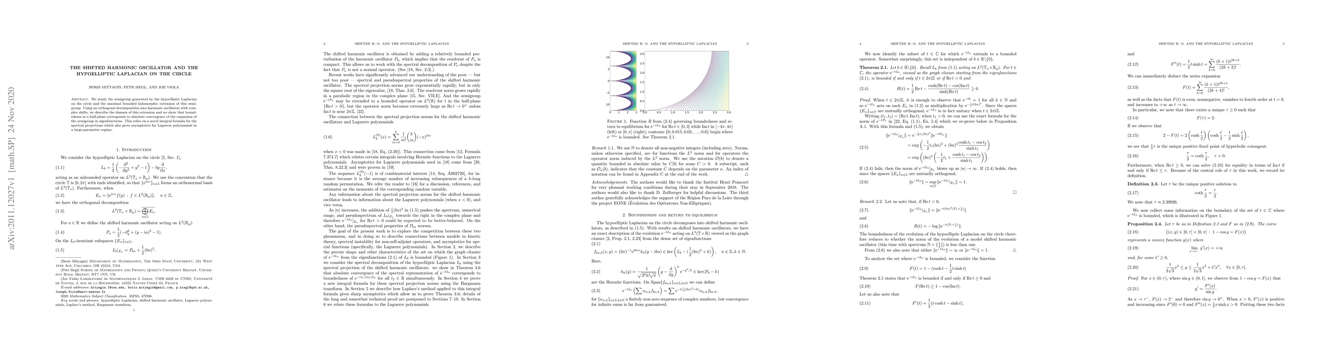Thumbnail for The shifted harmonic oscillator and the hypoelliptic Laplacian on the
  circle