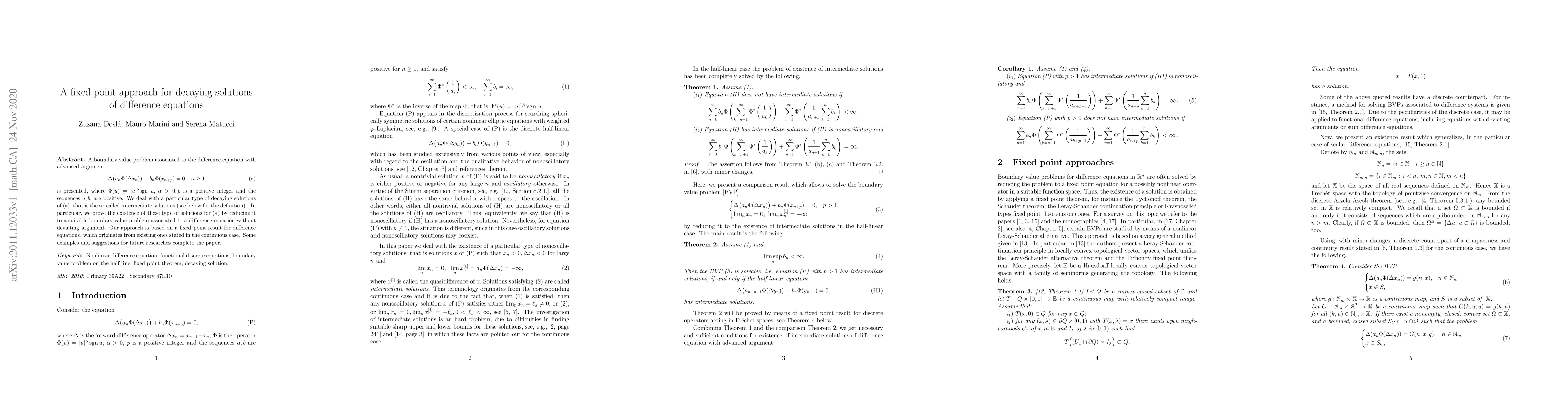 Thumbnail for A fixed-point approach for decaying solutions of difference equations