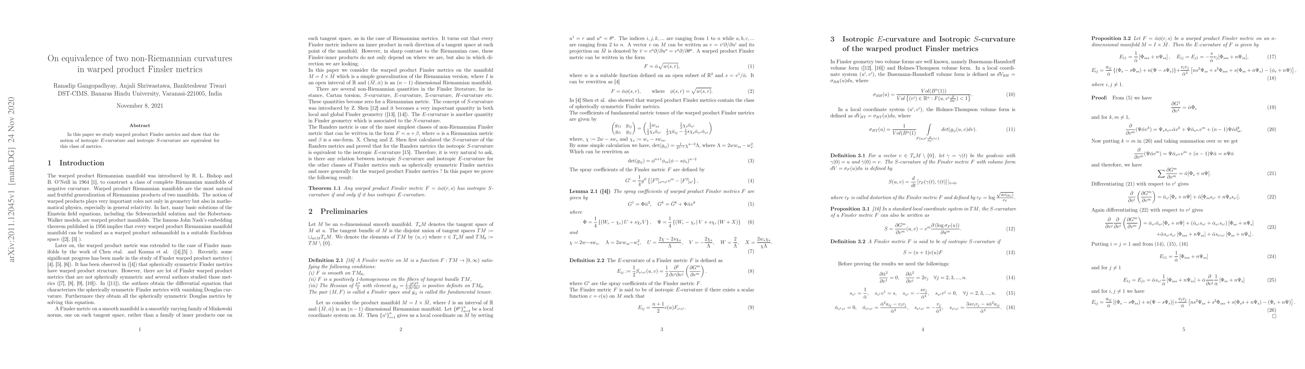 Thumbnail for On equivalence of two non-Riemannian curvatures in warped product
  Finsler metrics