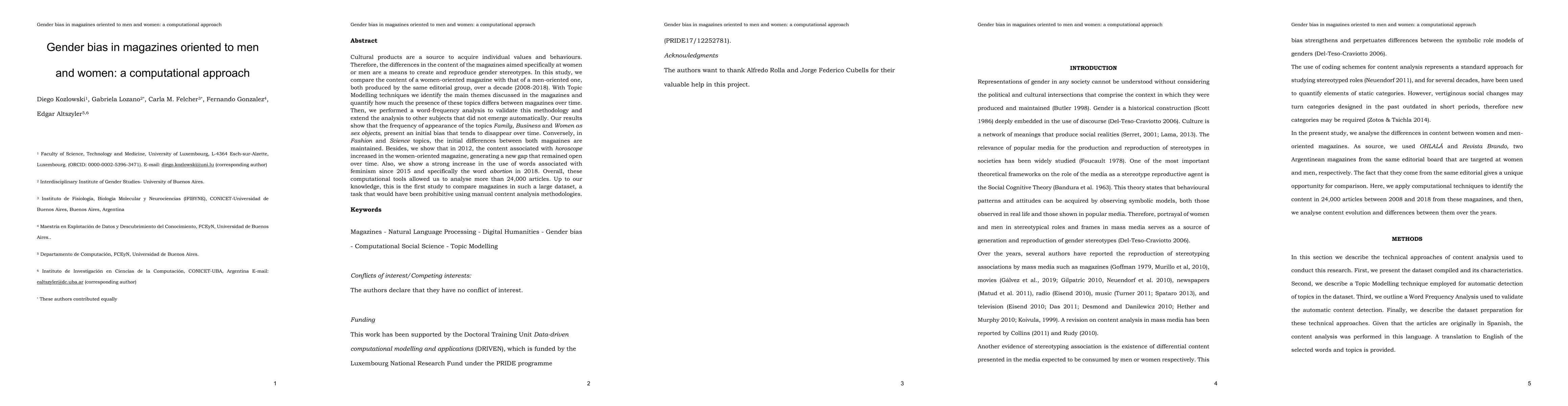 Thumbnail for Gender bias in magazines oriented to men and women: a computational
  approach