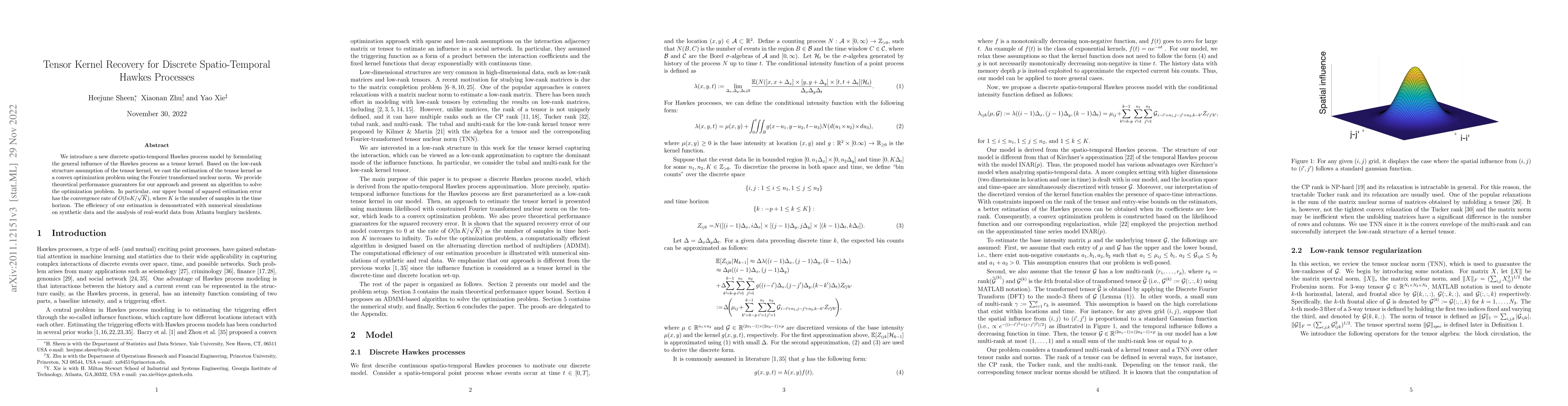 Thumbnail for Tensor Kernel Recovery for Spatio-Temporal Hawkes Processes