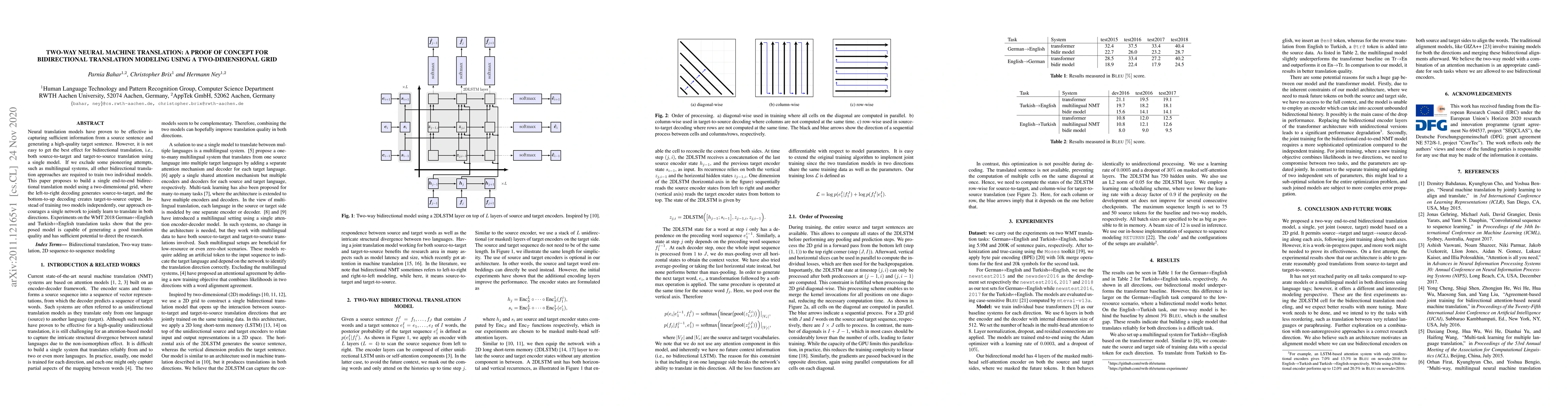 Thumbnail for Two-Way Neural Machine Translation: A Proof of Concept for Bidirectional
  Translation Modeling using a Two-Dimensional Grid