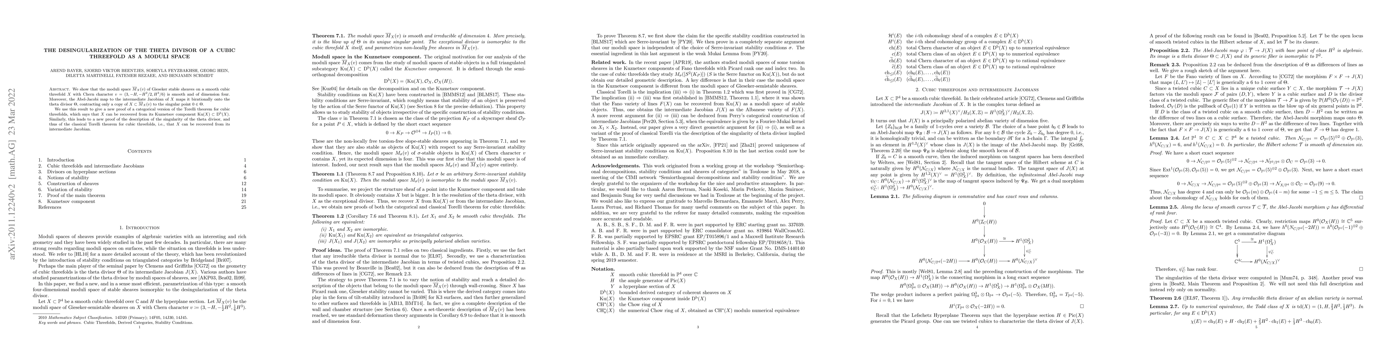 Thumbnail for The desingularization of the theta divisor of a cubic threefold as a
  moduli space