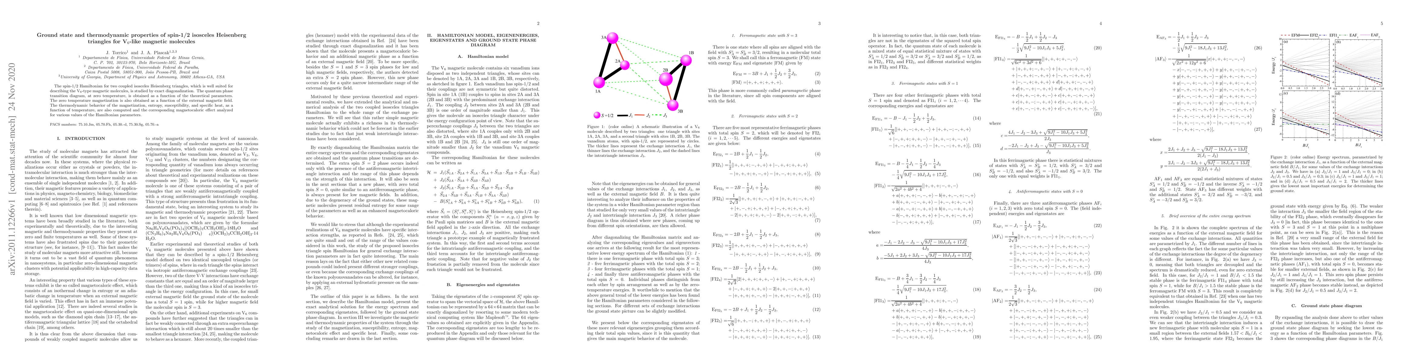 Thumbnail for Ground state and thermodynamic properties of spin-1/2 isosceles
  Heisenberg triangles for V$_6$-like magnetic molecules