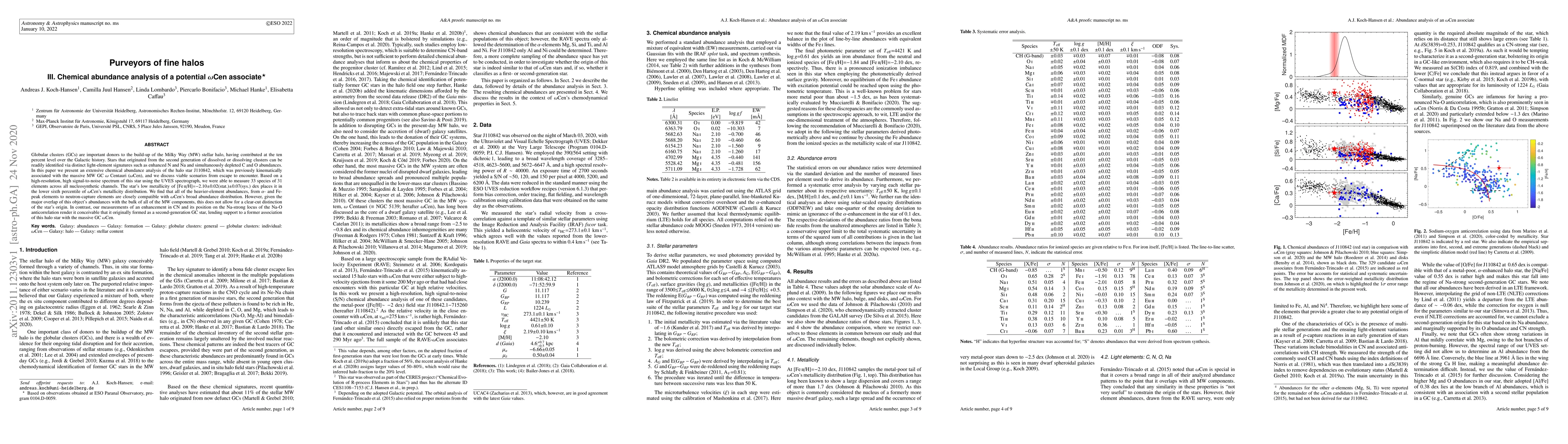 Thumbnail for Purveyors of fine halos III. Chemical abundance analysis of a potential
  omega Cen associate