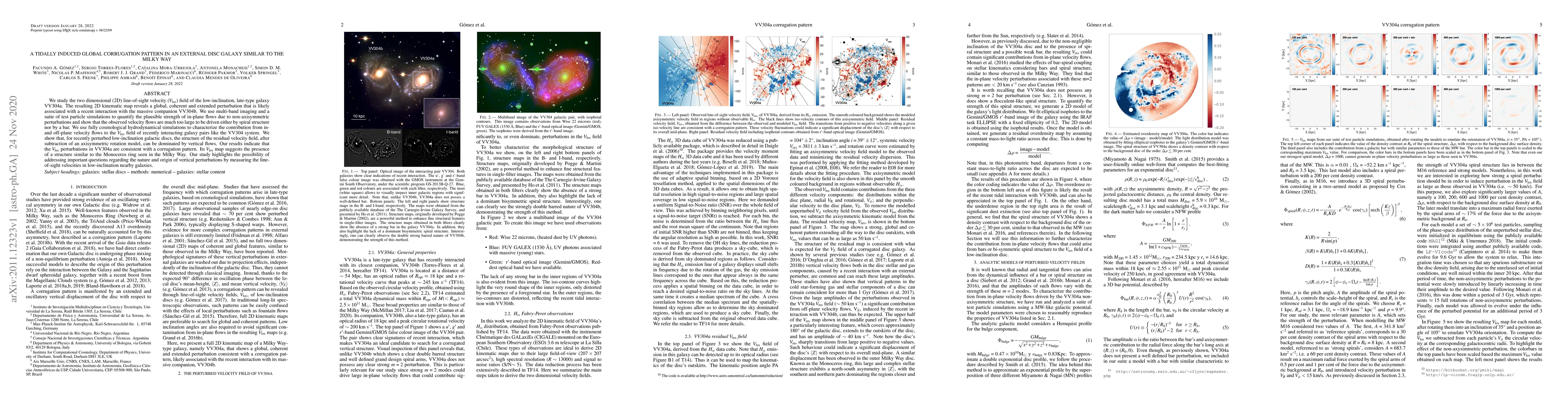 Thumbnail for A tidally induced global corrugation pattern in an external disc galaxy
  similar to the Milky Way