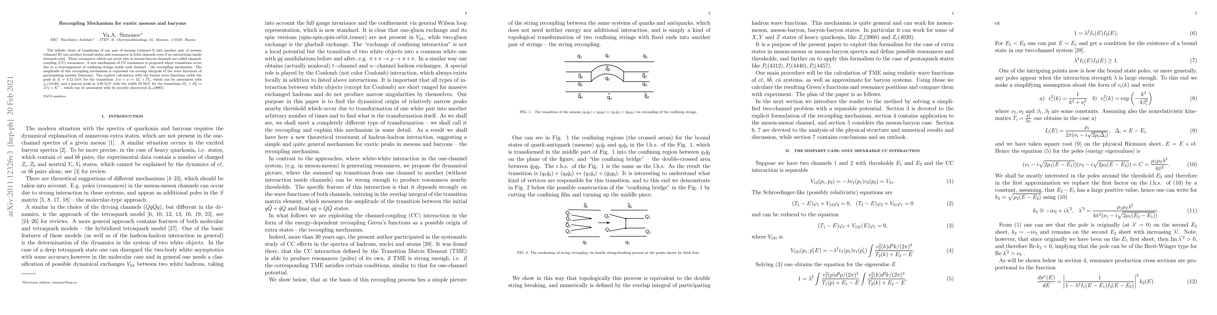Thumbnail for Recoupling Mechanism for exotic mesons and baryons