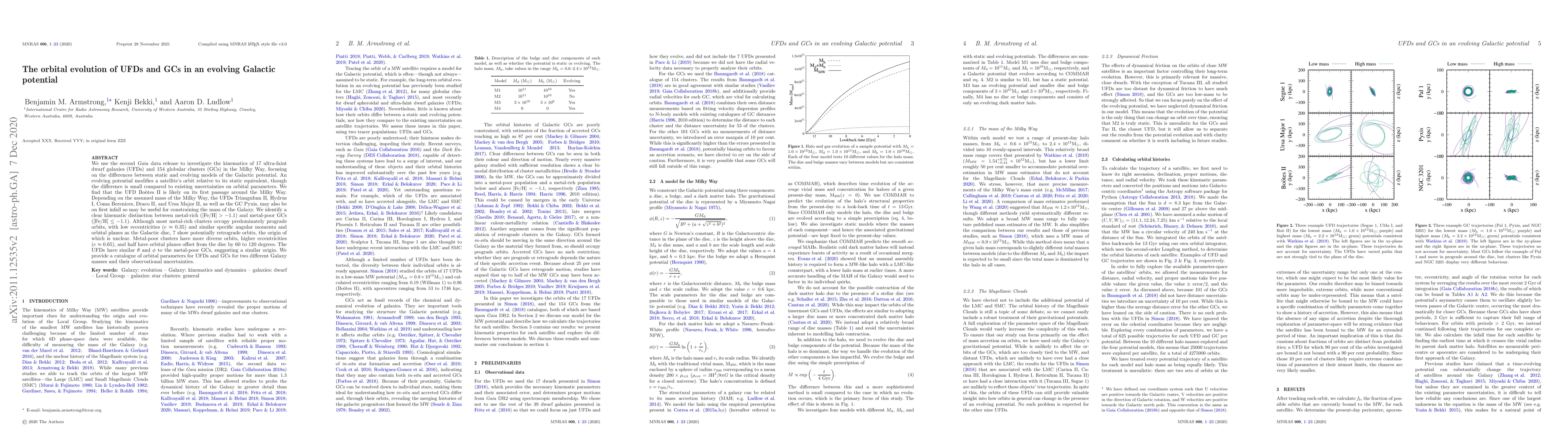 Thumbnail for The orbital evolution of UFDs and GCs in an evolving Galactic potential