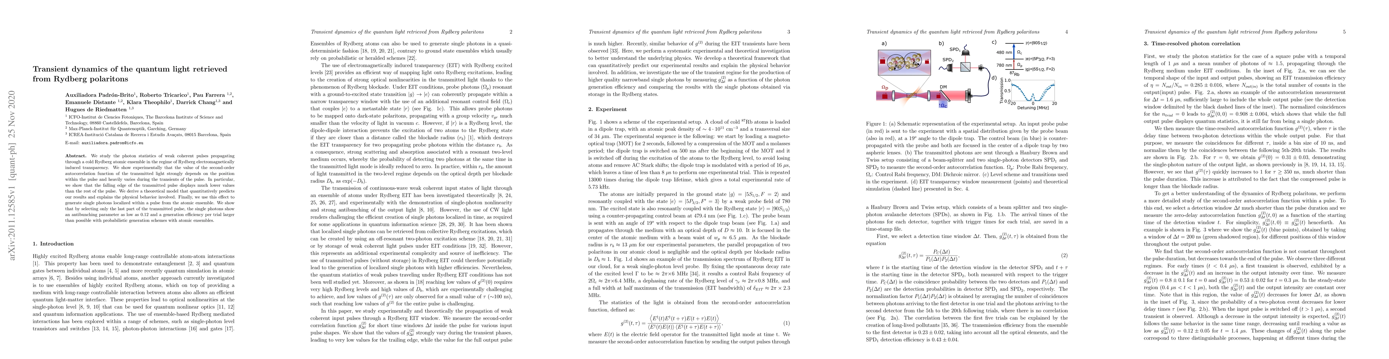 Thumbnail for Transient dynamics of the quantum light retrieved from Rydberg
  polaritons