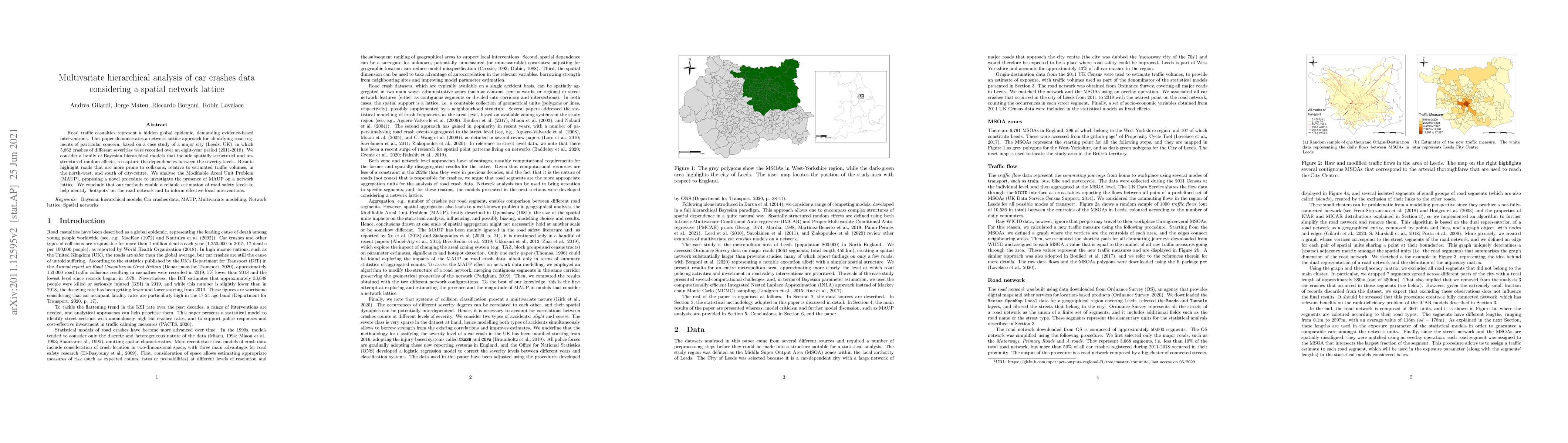 Thumbnail for Multivariate hierarchical analysis of car crashes data considering a
  spatial network lattice
