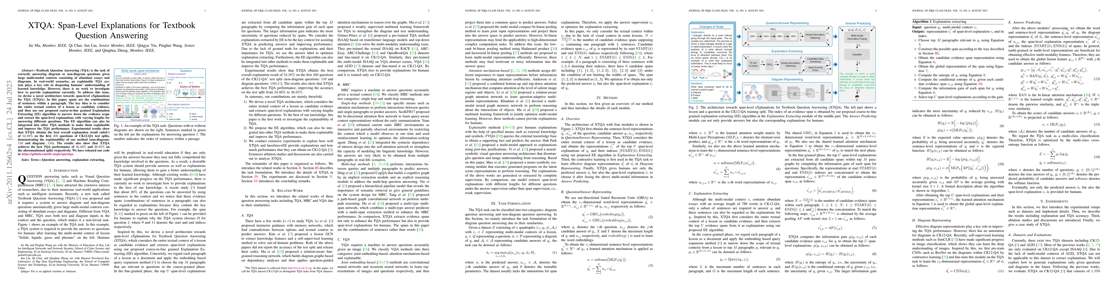 Thumbnail for XTQA: Span-Level Explanations of the Textbook Question Answering
