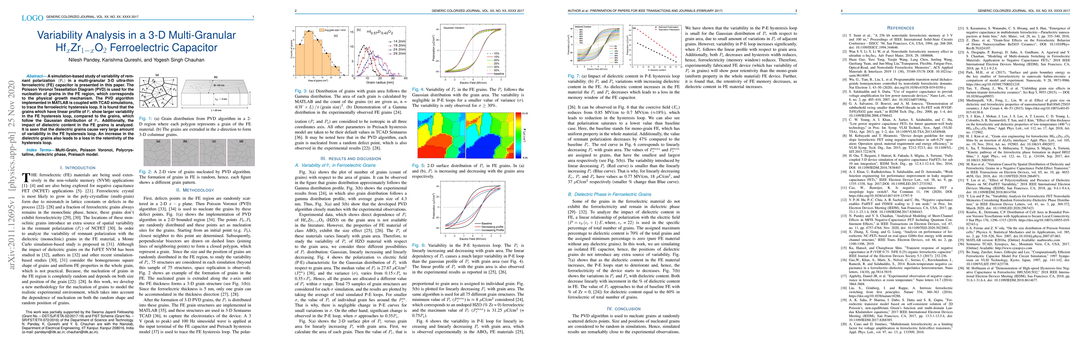 Thumbnail for Variability Analysis in a 3-D Multi-Granular Hf$_x$Zr$_{1-x}$O$_2$
  Ferroelectric Capacitor