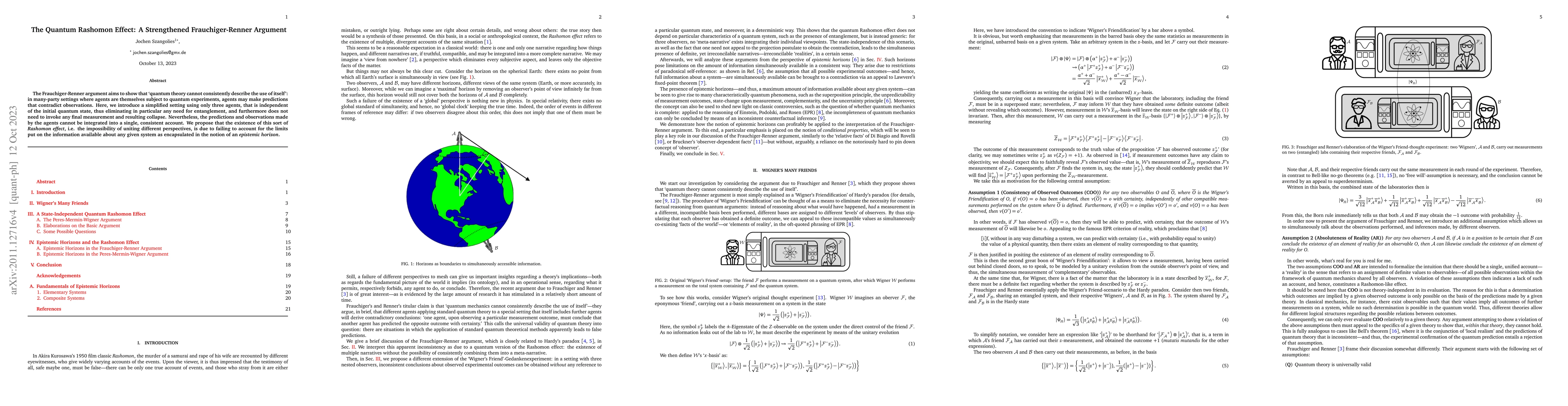 Thumbnail for The Quantum Rashomon Effect: A Strengthened Frauchiger-Renner Argument