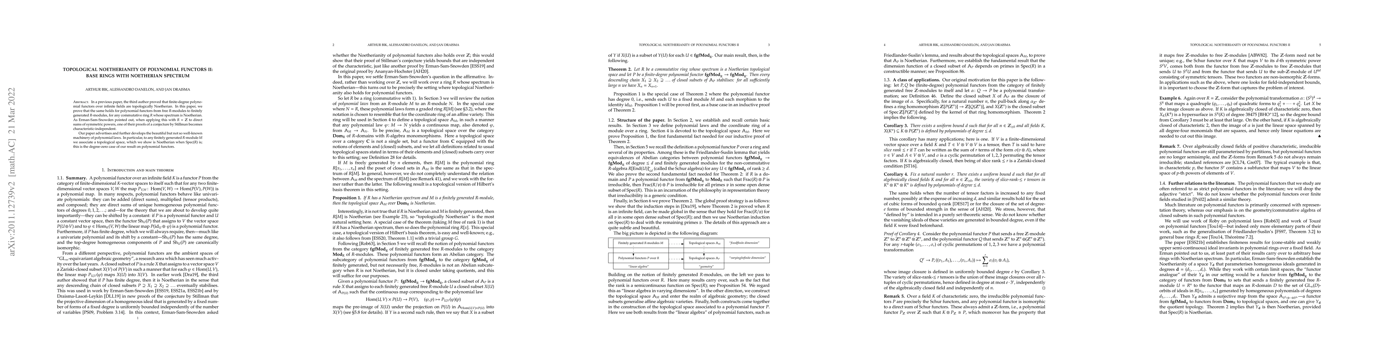 Thumbnail for Topological Noetherianity of polynomial functors II: base rings with
  Noetherian spectrum