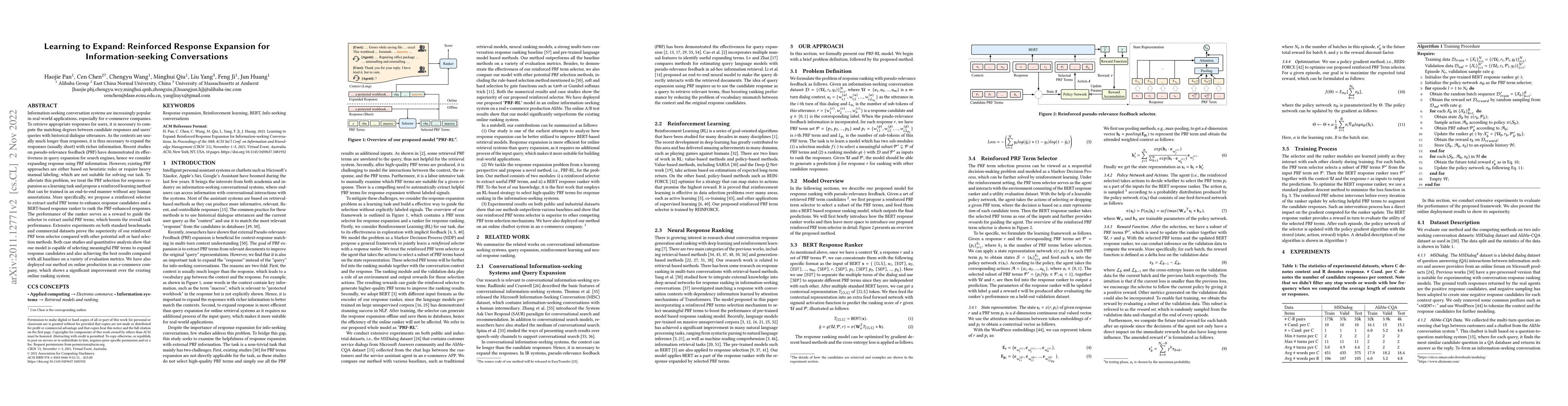 Thumbnail for Learning to Expand: Reinforced Pseudo-relevance Feedback Selection for
  Information-seeking Conversations