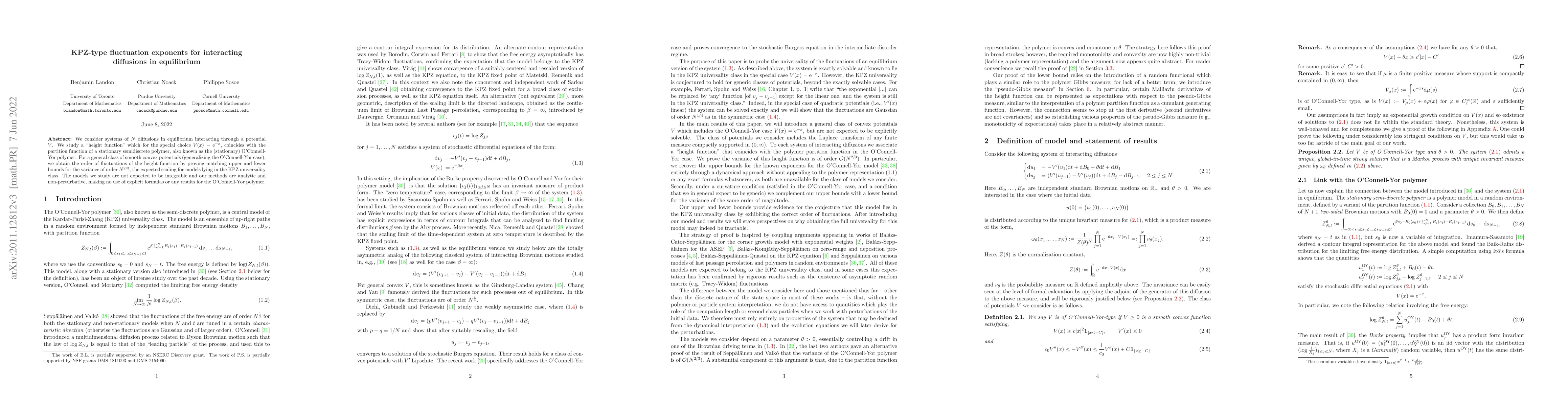 Thumbnail for KPZ-type fluctuation exponents for interacting diffusions in equilibrium