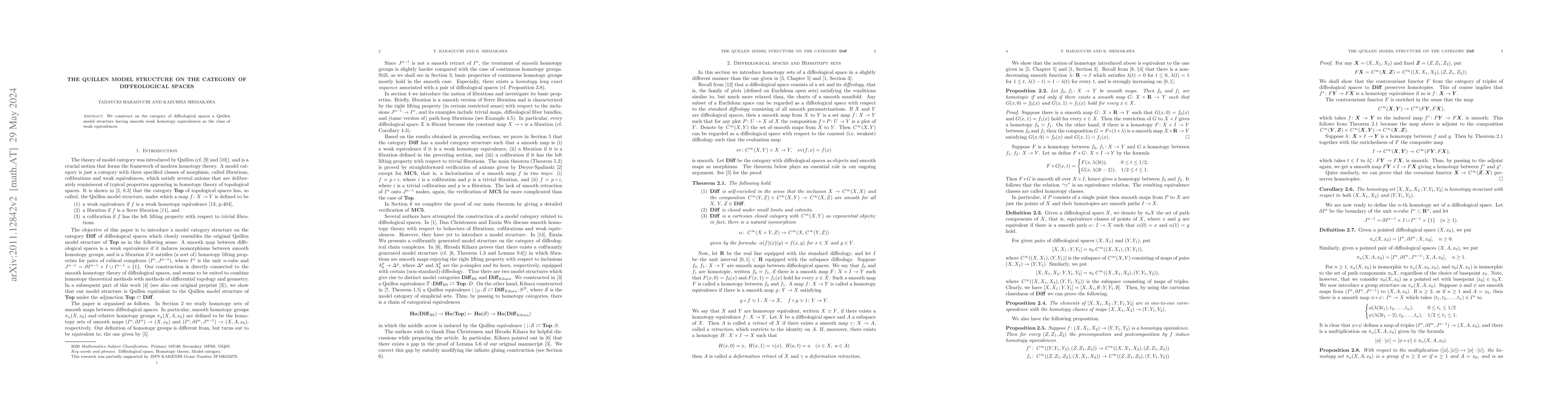 Thumbnail for The Quillen model structure on the category of diffeological spaces