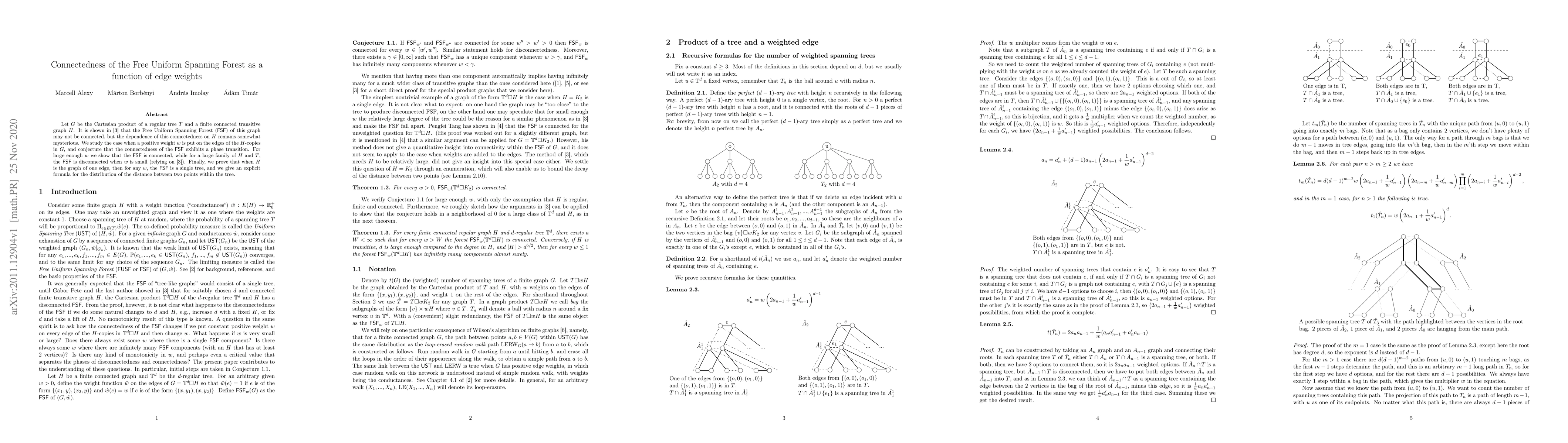 Thumbnail for Connectedness of the Free Uniform Spanning Forest as a function of edge
  weights