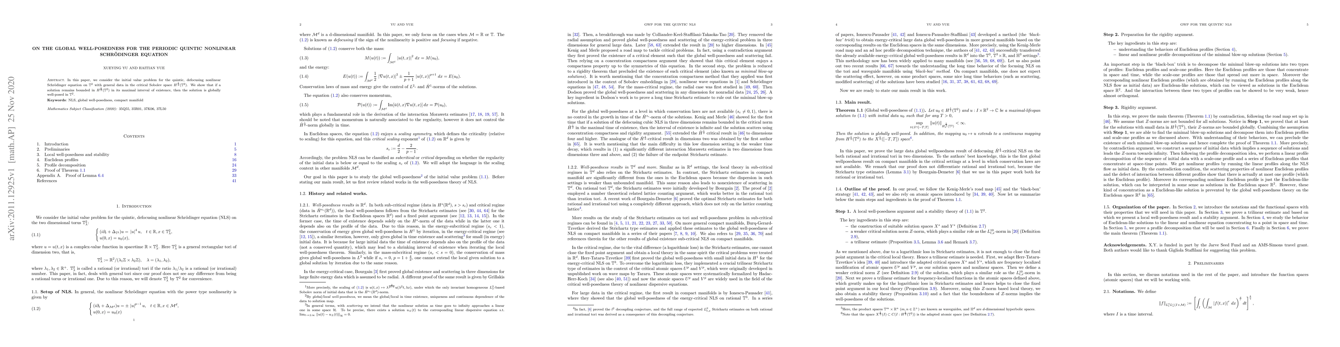 Thumbnail for On the global well-posedness for the periodic quintic nonlinear
  Schr\"odinger equation