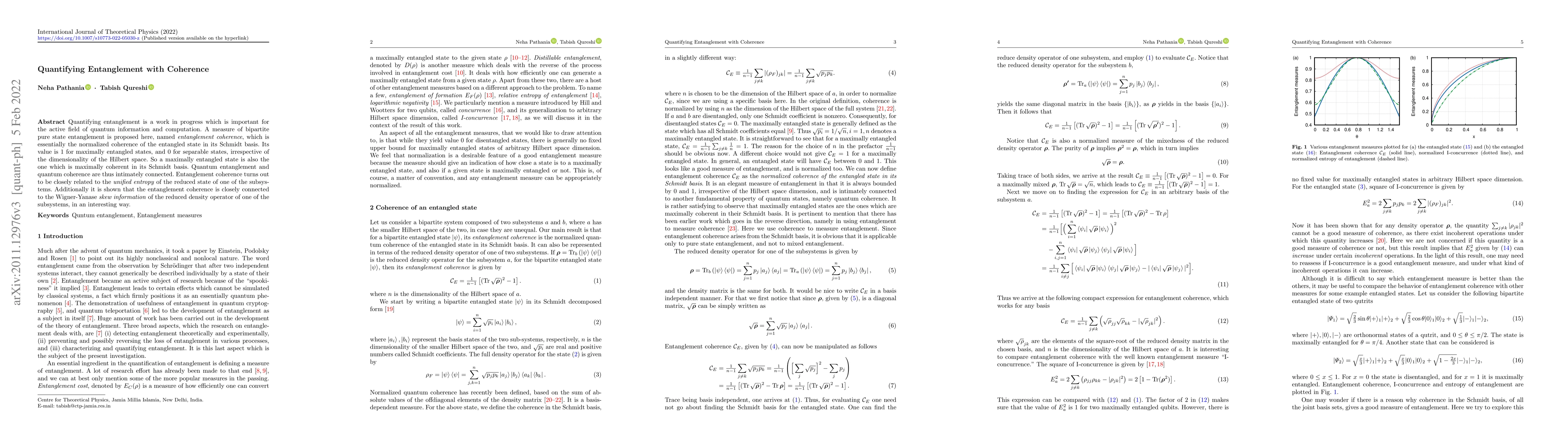 Thumbnail for Quantifying Entanglement with Coherence