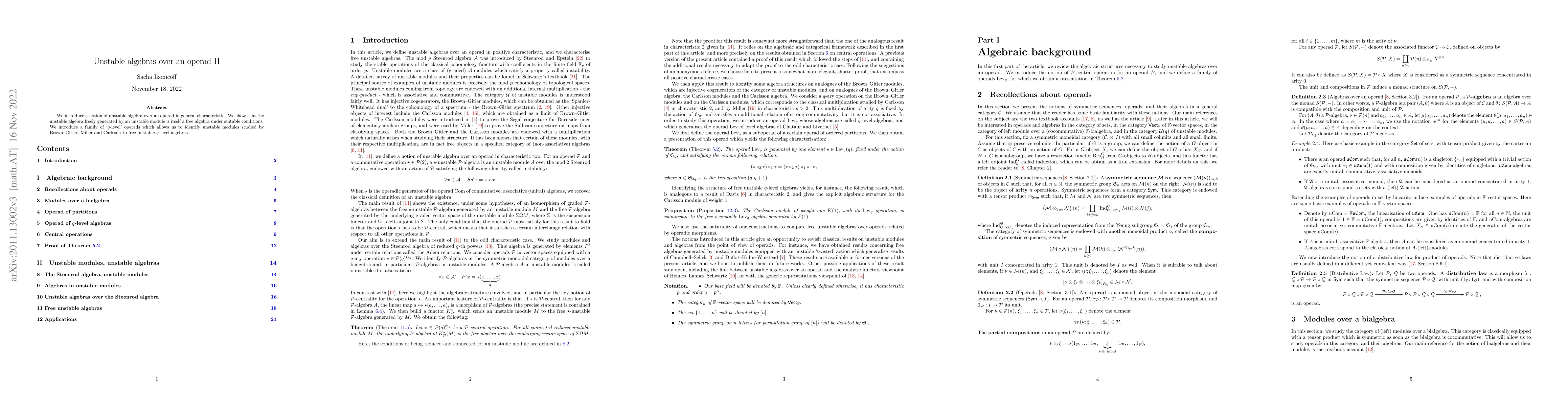 Thumbnail for Unstable algebras over an operad II