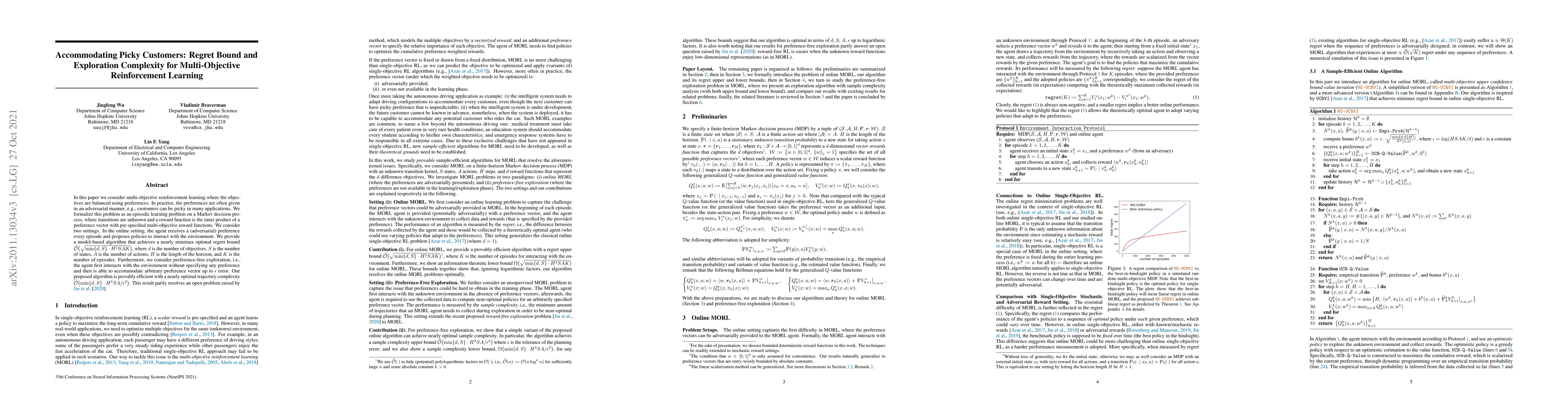 Thumbnail for Accommodating Picky Customers: Regret Bound and Exploration Complexity
  for Multi-Objective Reinforcement Learning