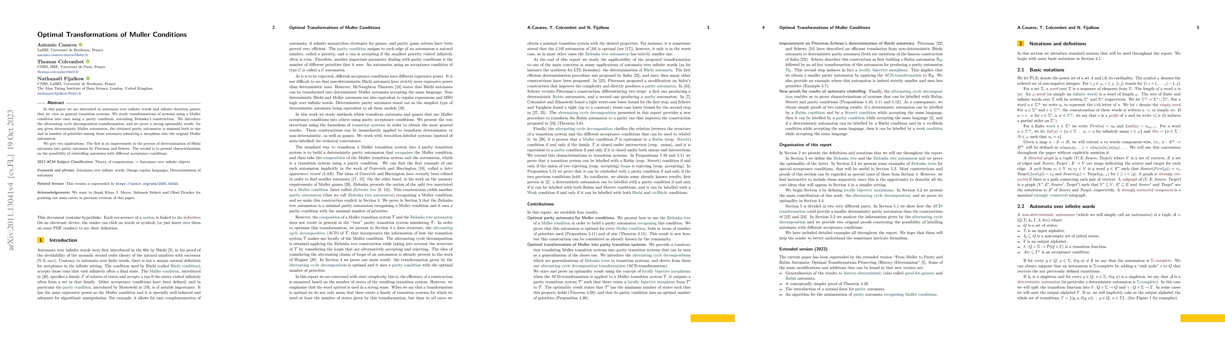 Thumbnail for Optimal Transformations of Muller Conditions