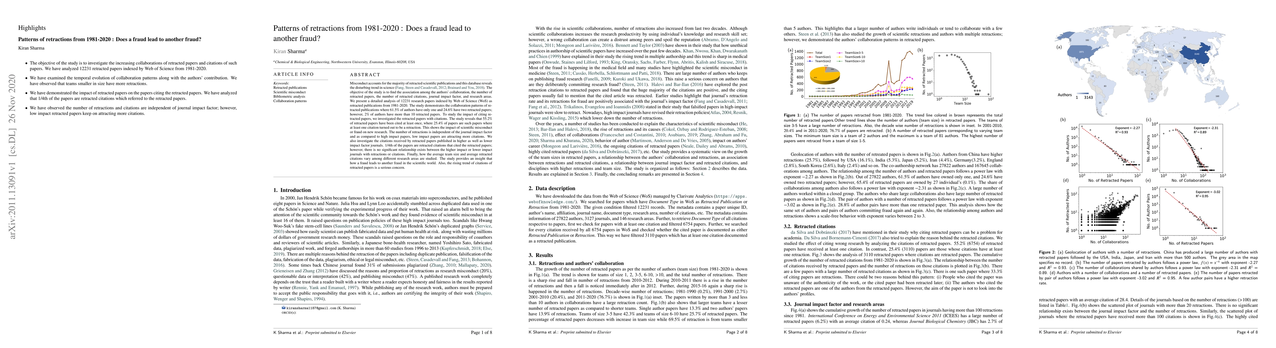 Thumbnail for Patterns of retractions from 1981-2020 : Does a fraud lead to another
  fraud?