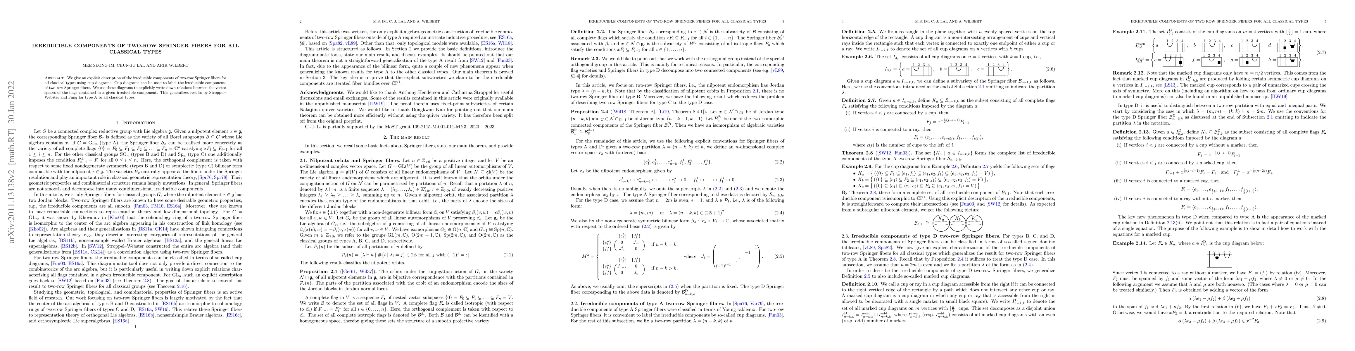 Thumbnail for Irreducible components of two-row Springer fibers for all classical
  types