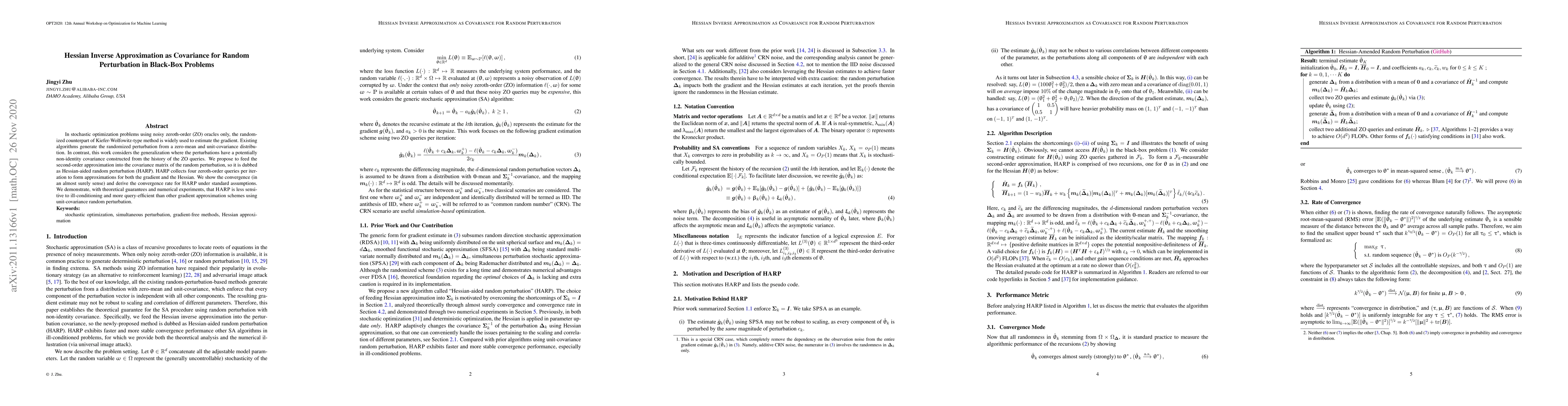 Thumbnail for Hessian Inverse Approximation as Covariance for Random Perturbation in
  Black-Box Problems