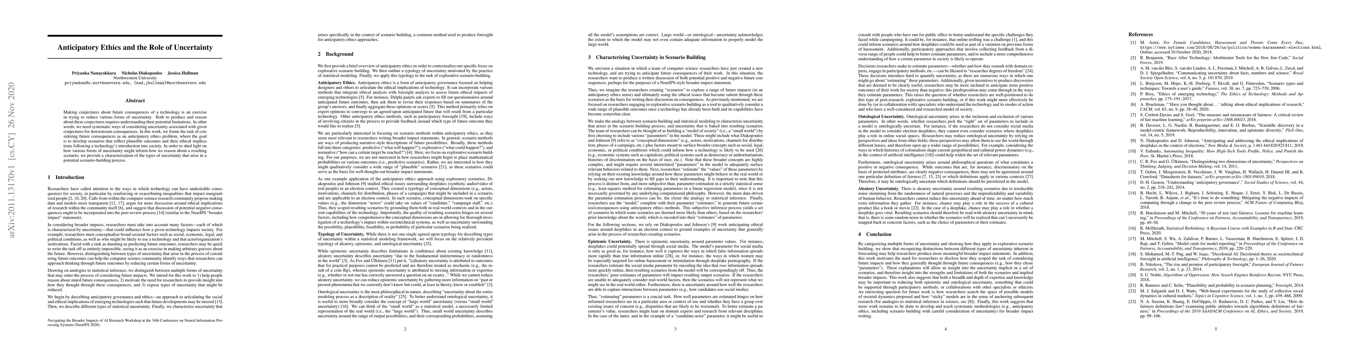 Thumbnail for Anticipatory Ethics and the Role of Uncertainty