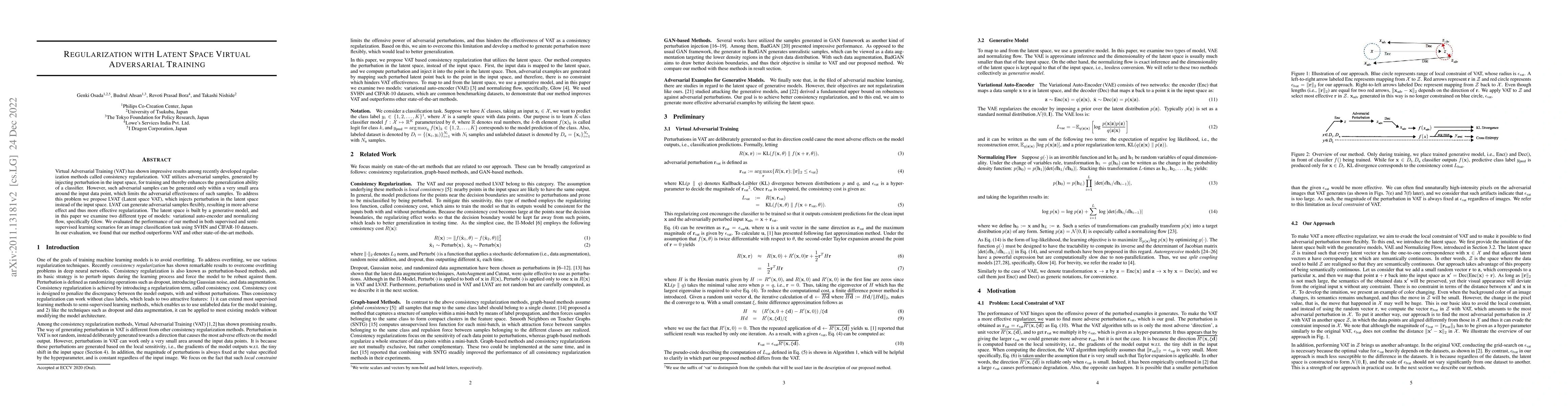 Thumbnail for Regularization with Latent Space Virtual Adversarial Training
