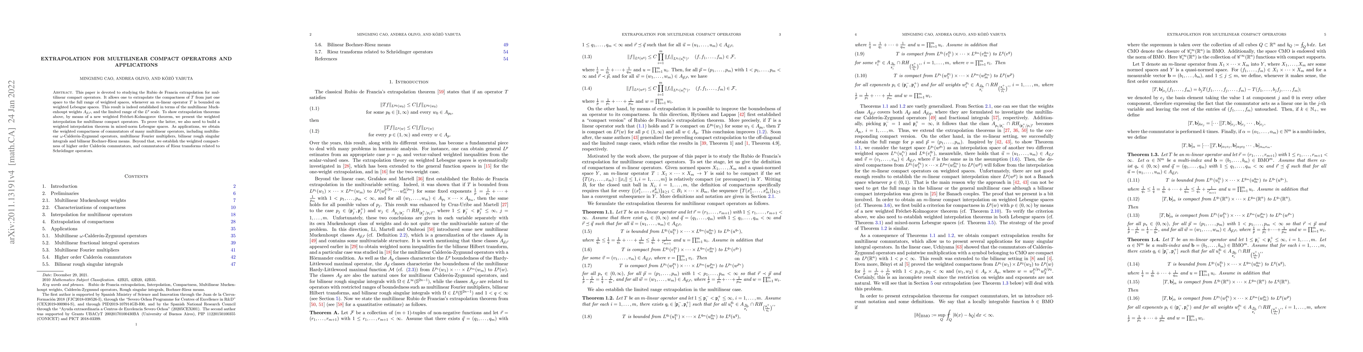 Thumbnail for Extrapolation for multilinear compact operators and applications
