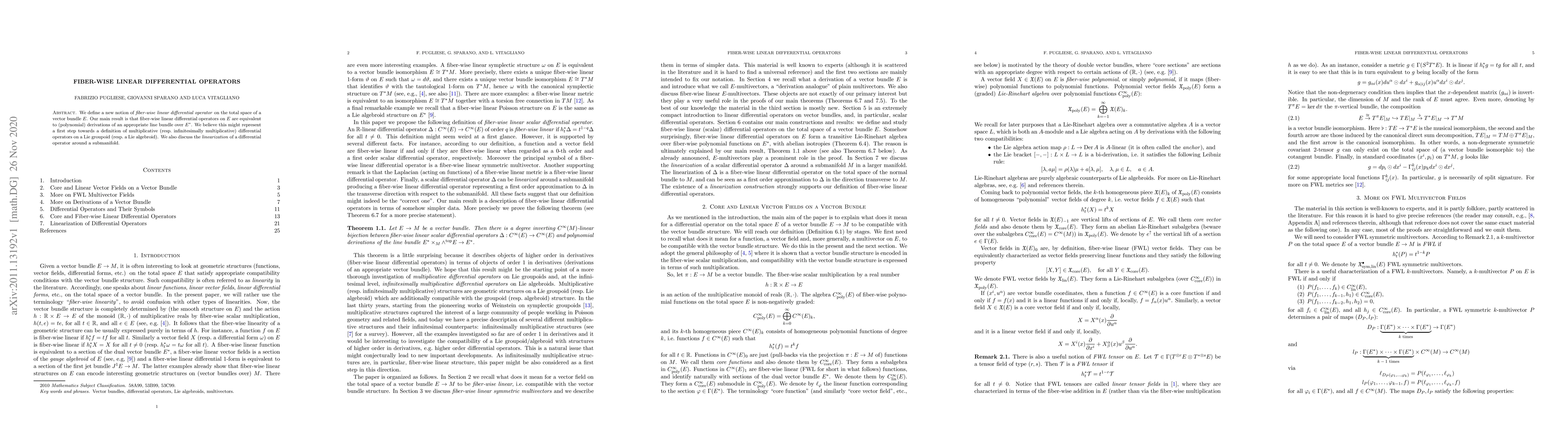 Thumbnail for Fiber-Wise Linear Differential Operators