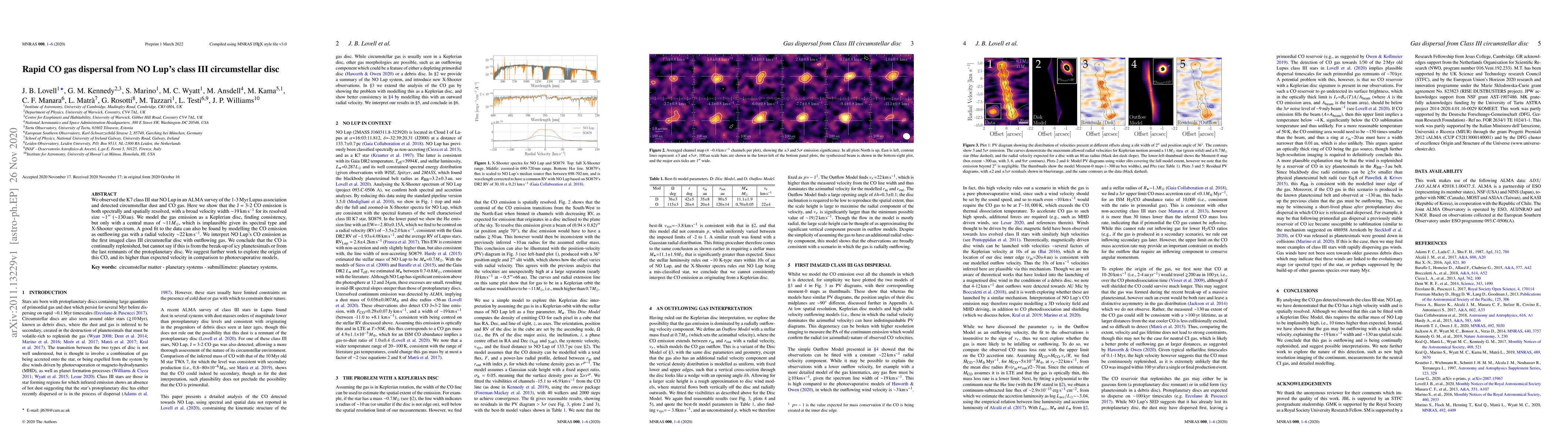 Thumbnail for Rapid CO gas dispersal from NO Lup's class III circumstellar disc
