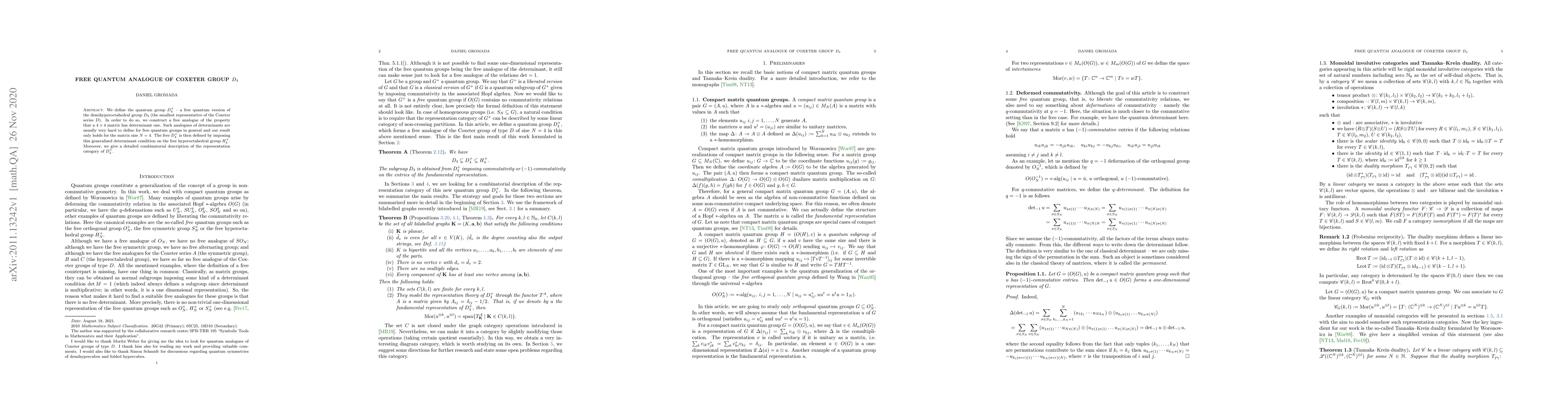 Thumbnail for Free quantum analogue of Coxeter group $D_4$
