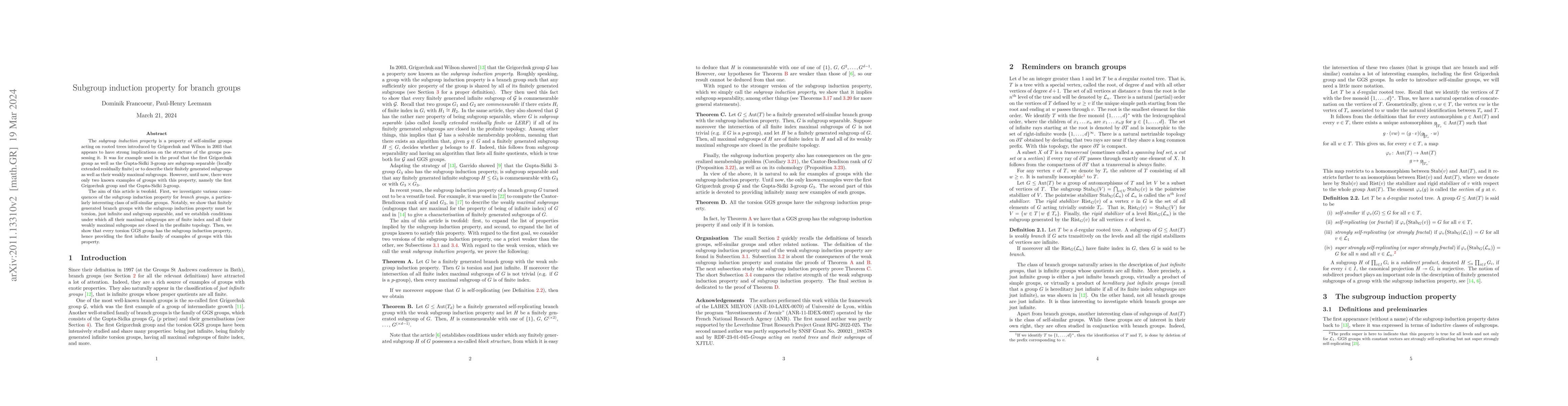Thumbnail for Subgroup induction property for branch groups