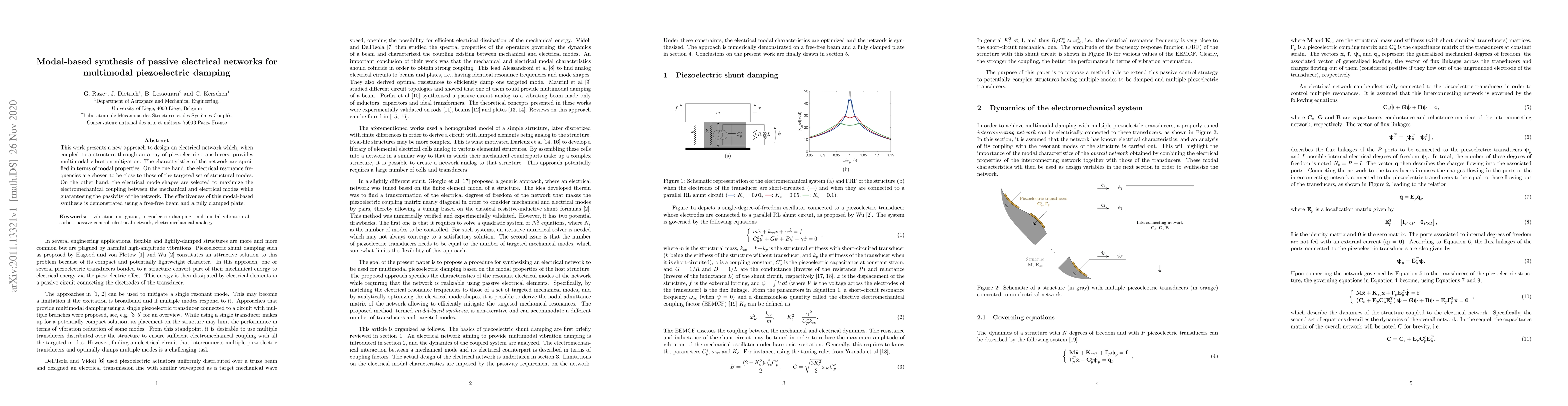 Thumbnail for Modal-based synthesis of passive electrical networks for multimodal
  piezoelectric damping